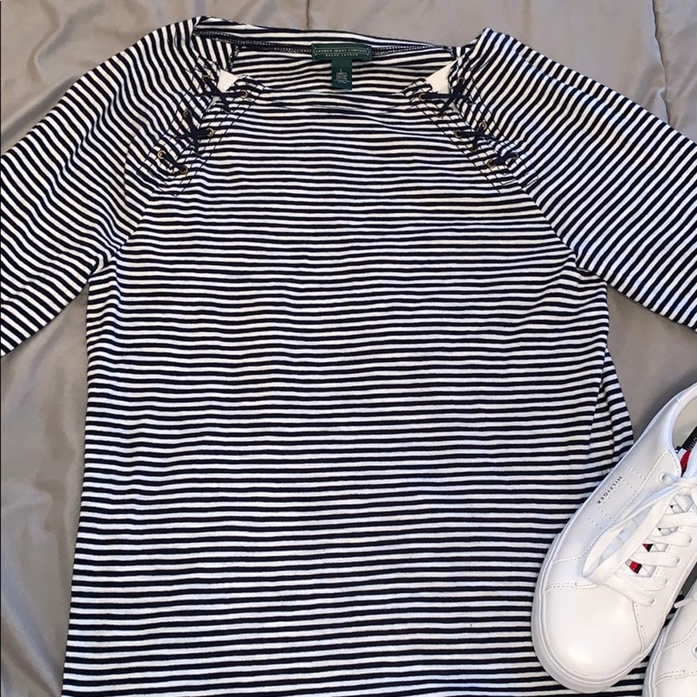 Ralph Lauren Navy & White Stripped Shirt